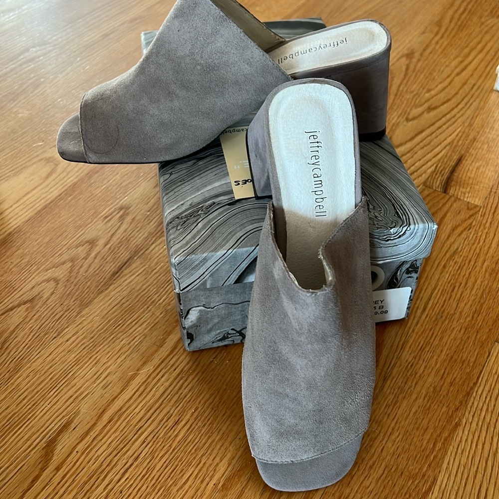 Jeffrey Campbell Suede Heel Slide Taupe size 9.5